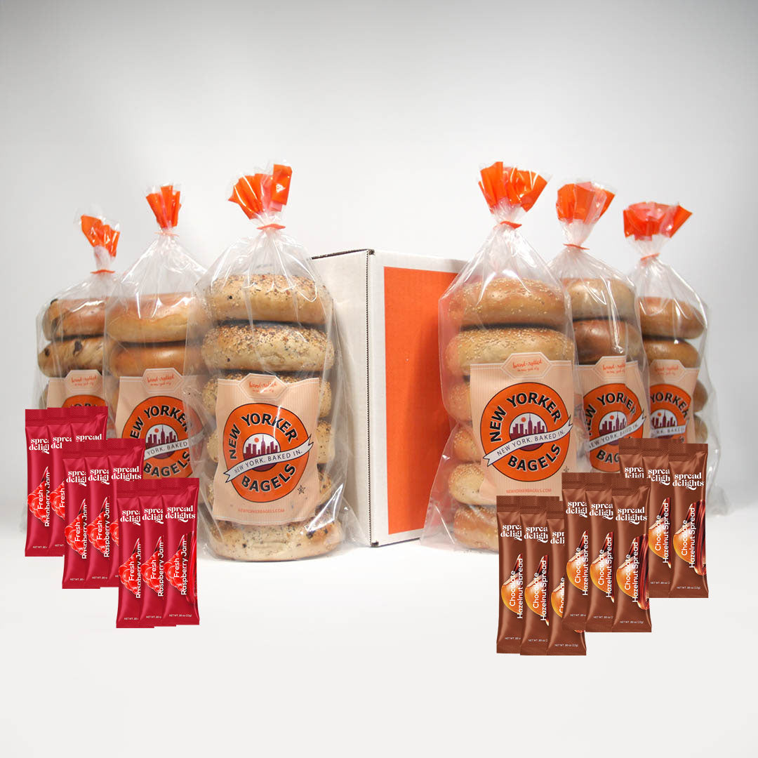 new york bagel gift with toppings