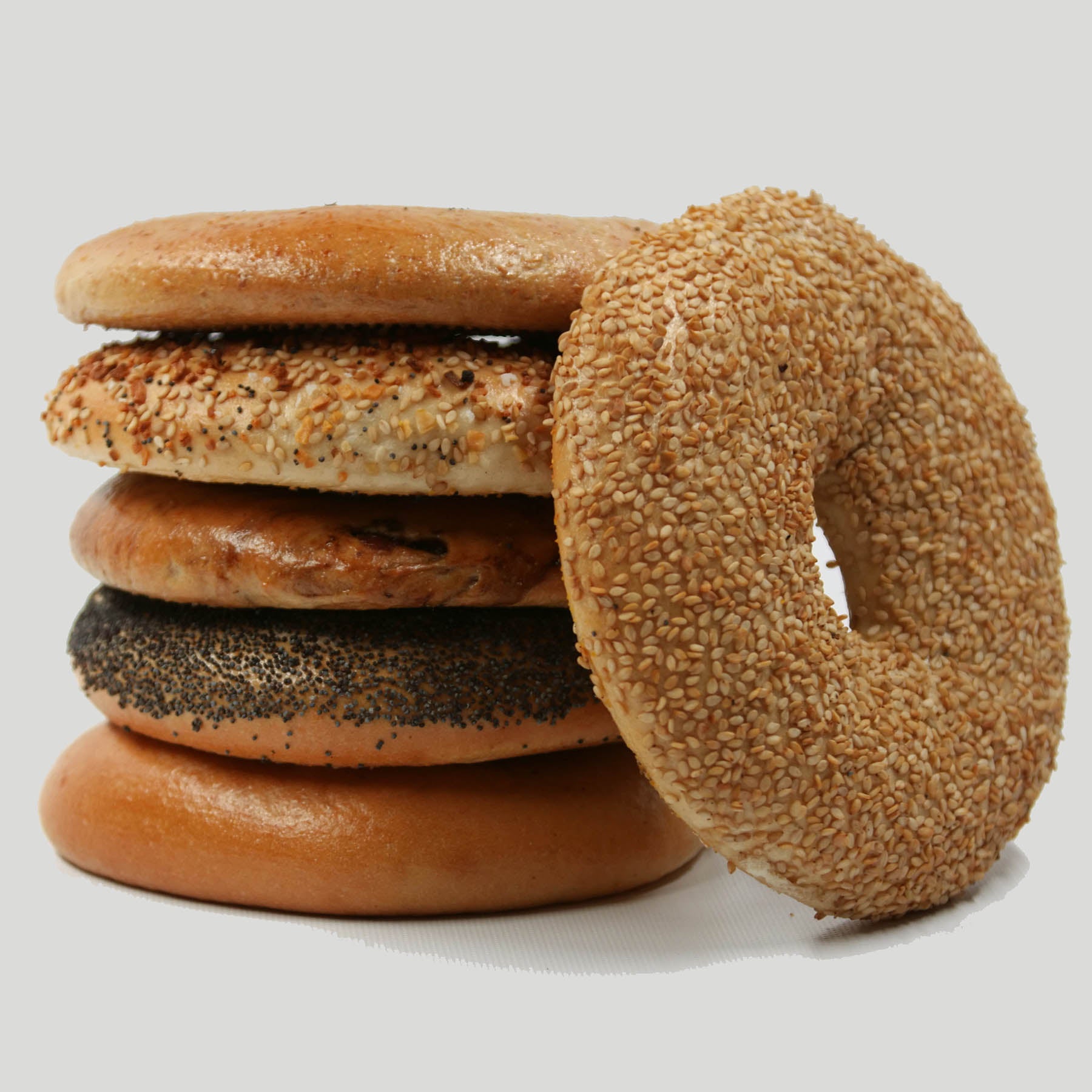 group of flat bagels