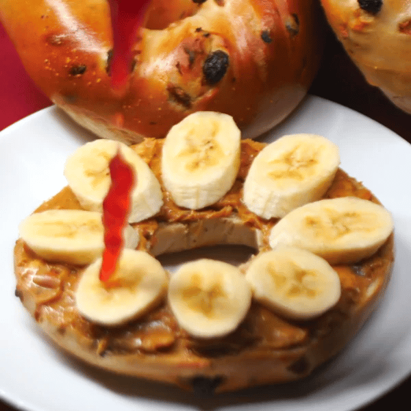 cinnamon raisin bagel with peanut butter and bananas