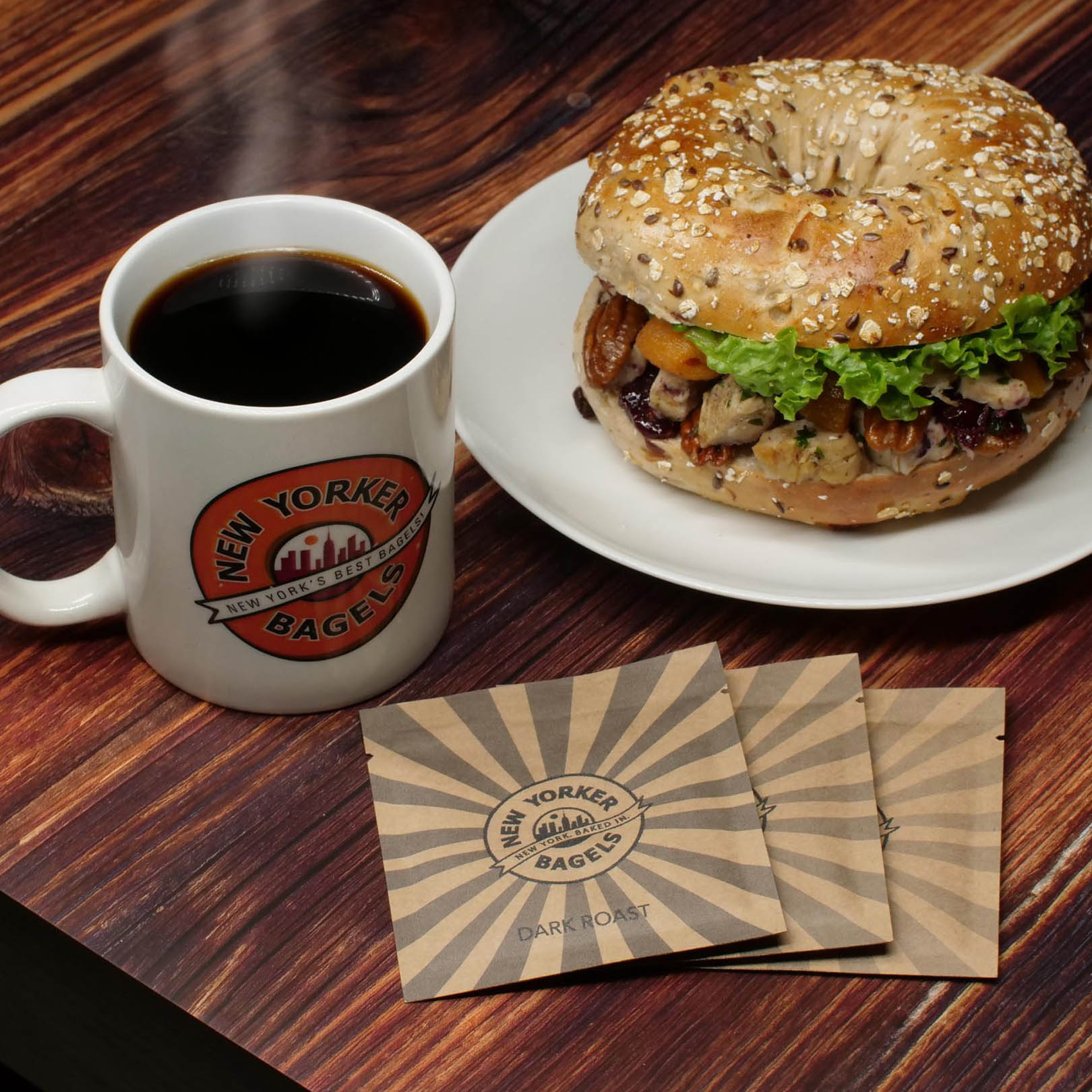 bagel woth coffee
