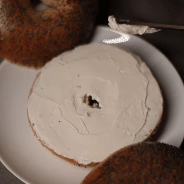 poppy bagel with cream cheese