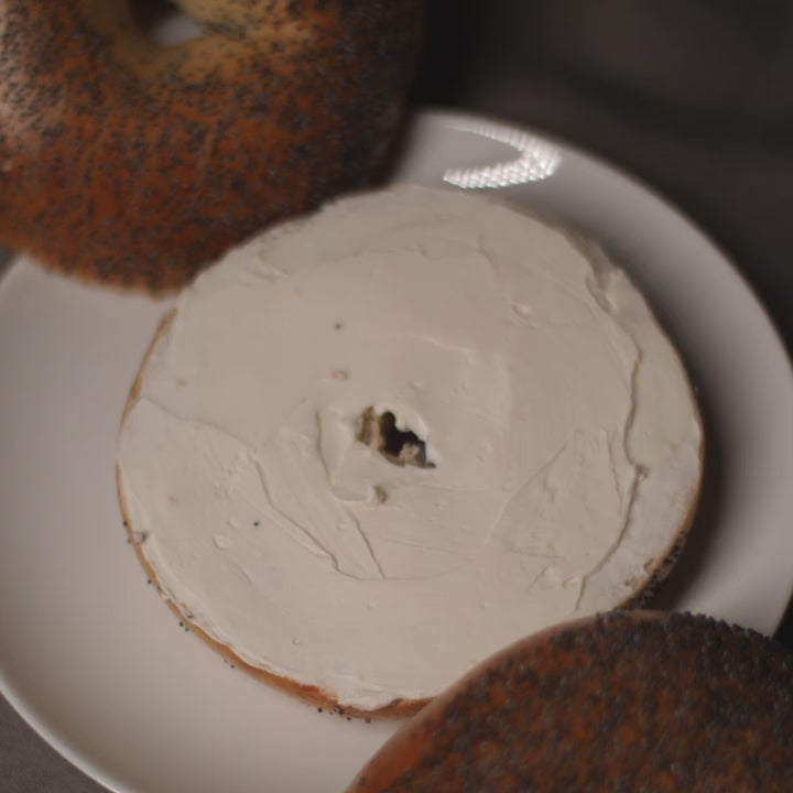 poppy bagel with cream cheese