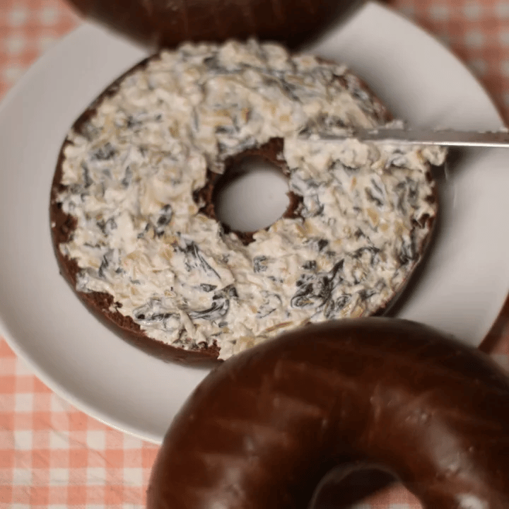 pumpernickel bagel with chicken salad