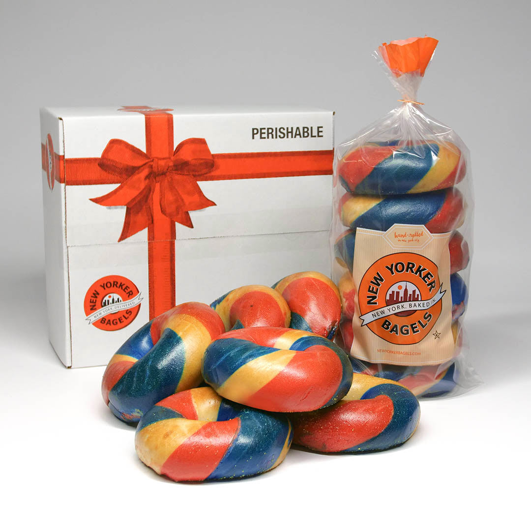 red white and blue bagels