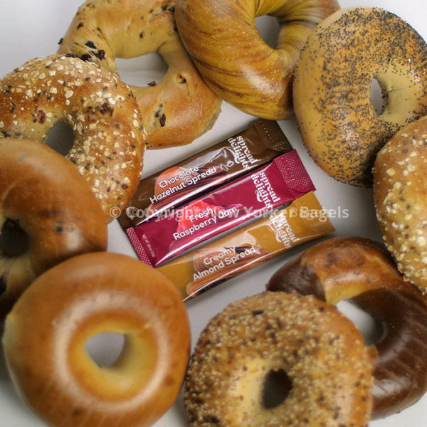 3 dozen bagels + toppings