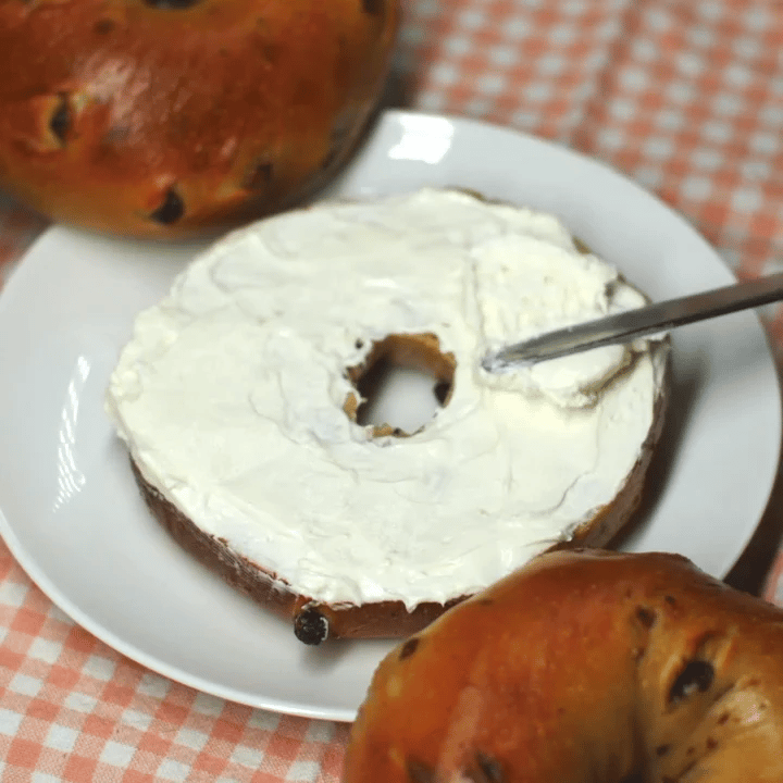 apple cinnamon bagel with cream cheese