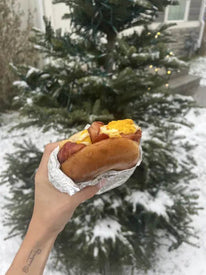 NY bagel in snow