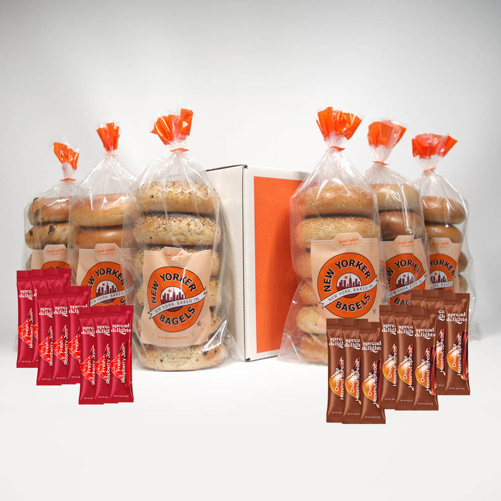 new york bagels with spread toppings