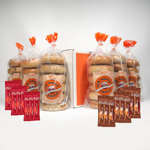 new york bagels with spread toppings