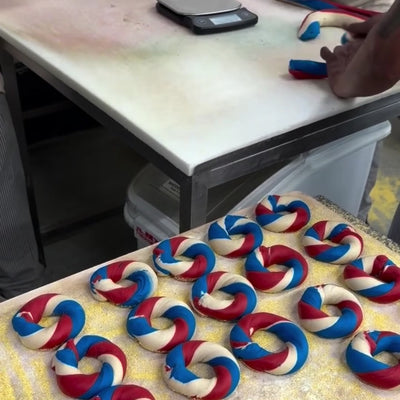 making red white and blue bagels