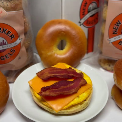 egg bagel with bacon and cheese