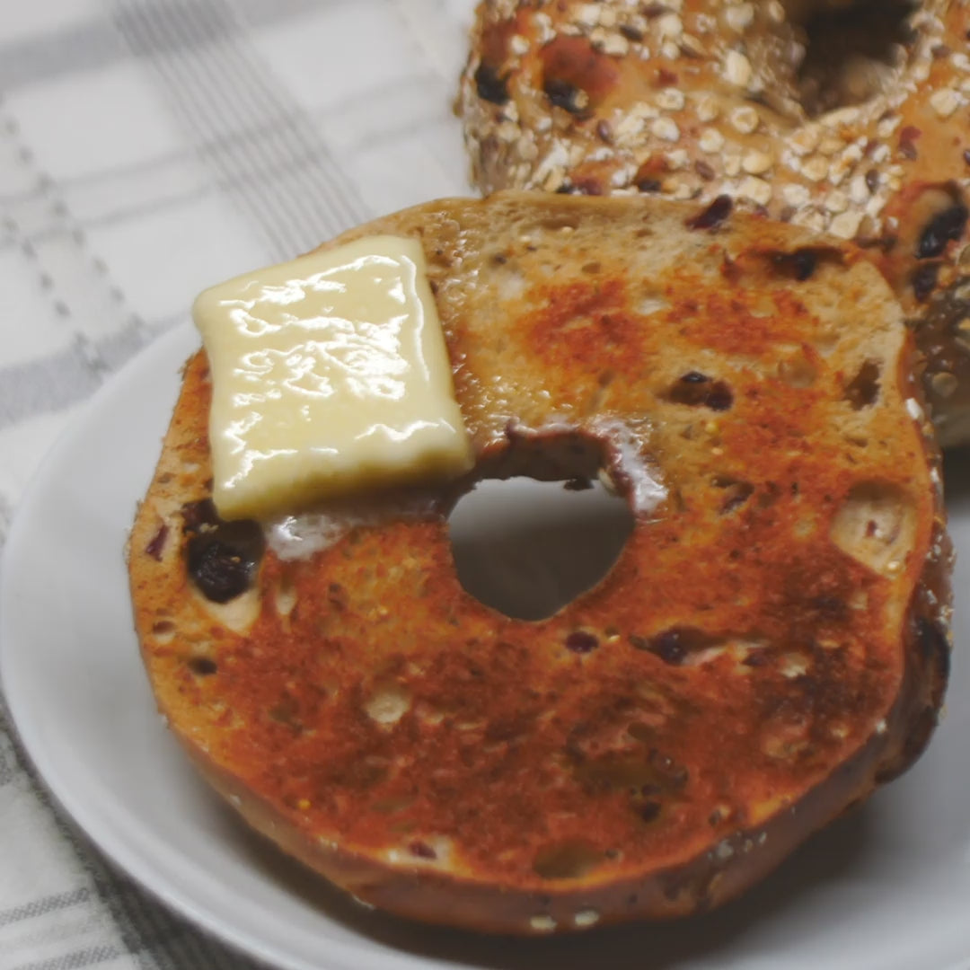 quinoa wheat bagel with butter