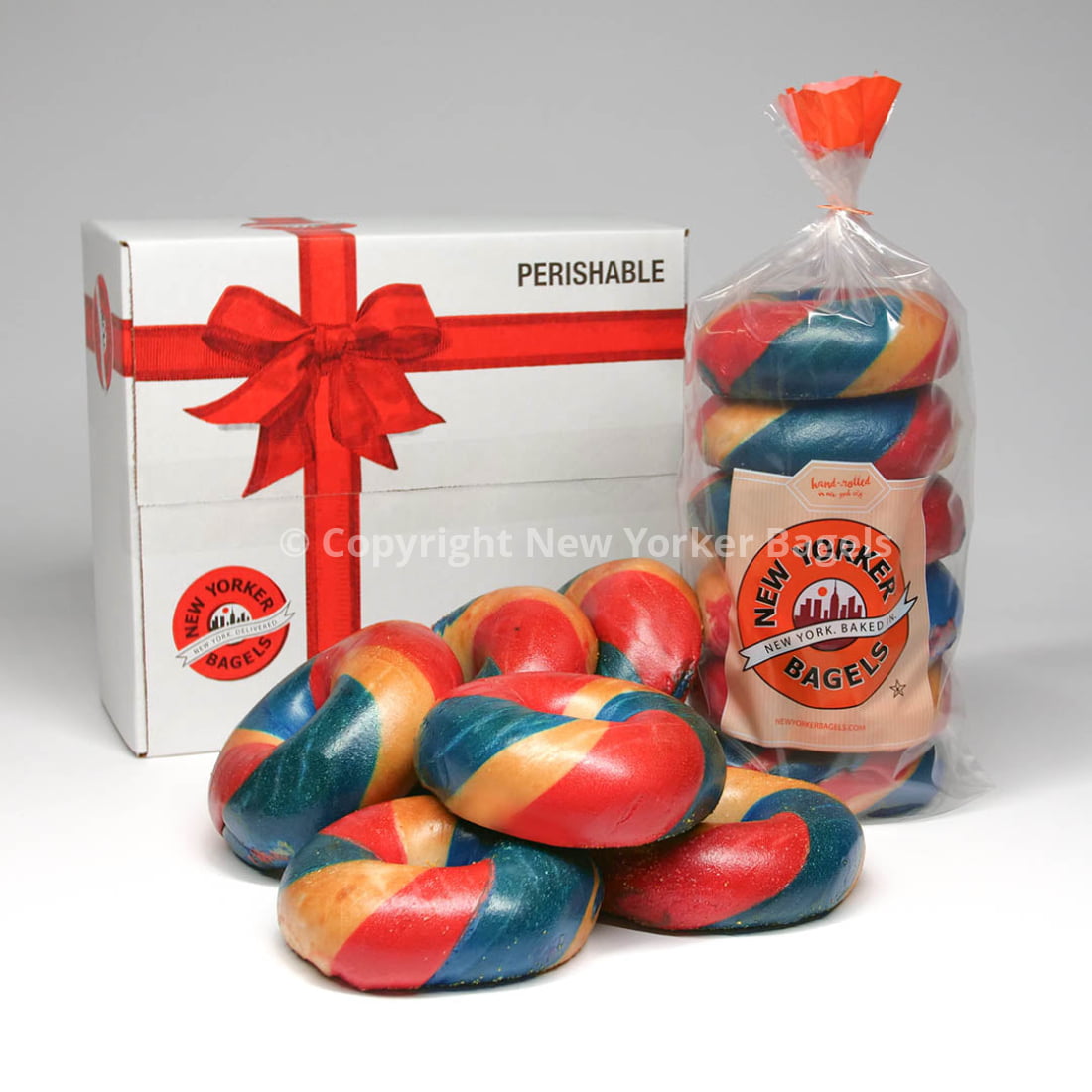 red white and blue bagels