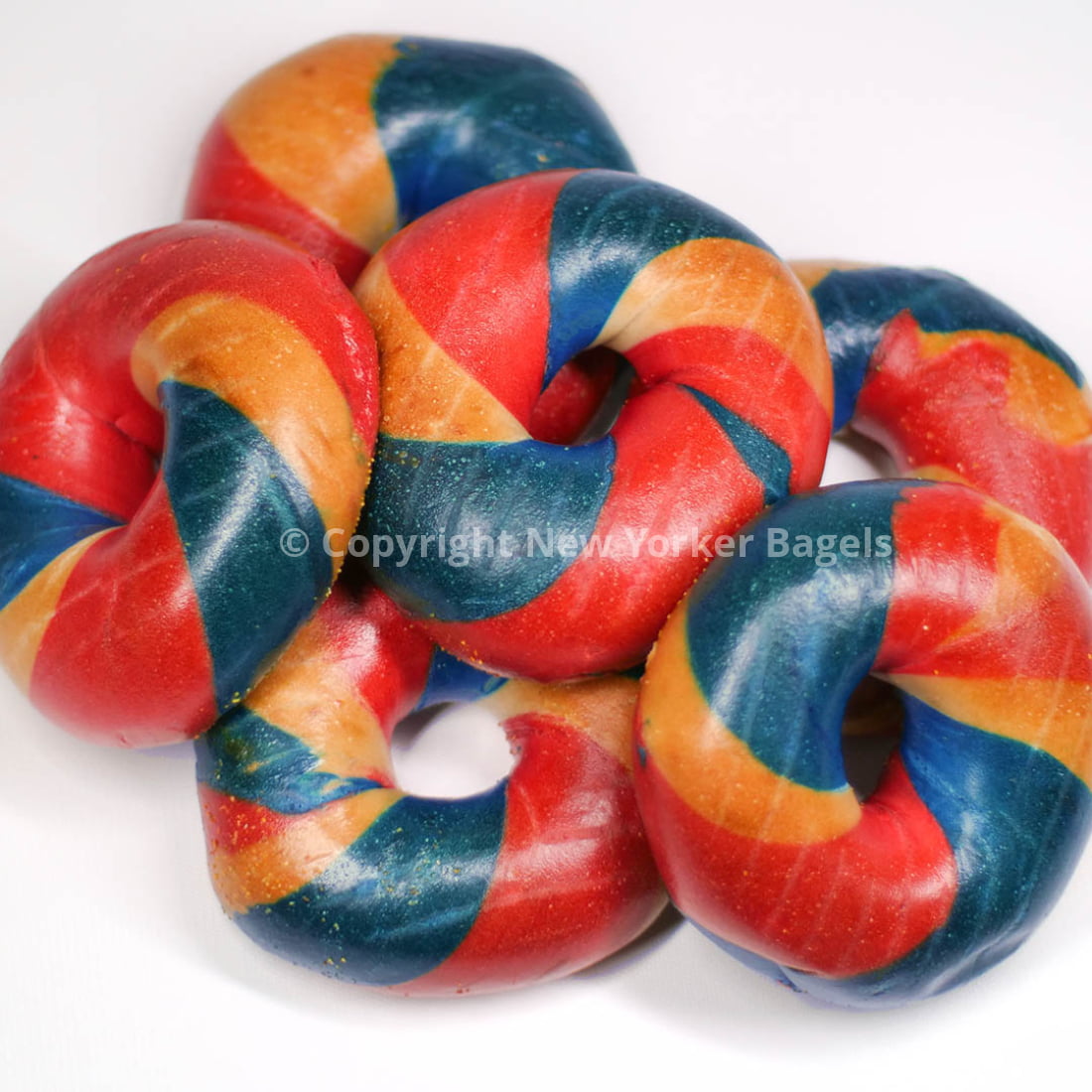 bunch of red white & blue new york bagels