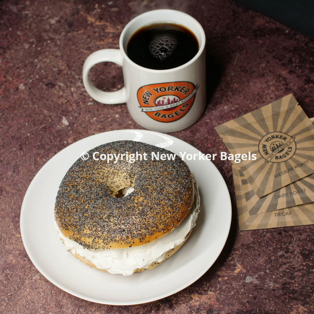 poppy bagel with cream cheese